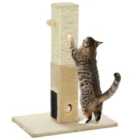 PawHut Cat Scratching Post w/ Hanging Toy - Beige