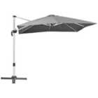 Outsunny 3 x 3m Cantilever Roma Parasol with Cross Base Grey