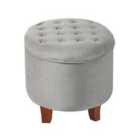 Cambridge Tufted Round Storage Ottoman - Dove Grey