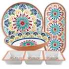 Purely Home Rio Medallion Round Platter, Oval Platter, Oval Bowl & 3-section Tray Set