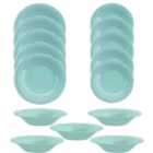 Purely Home Crackle Turquoise Melamine 15 Piece Outdoor Dinnerware Set For 5