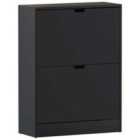 Vida Designs 2 Drawer Shoe Cabinet - Black