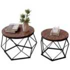 Vida Designs Brooklyn Nest Of 2 Geometric Tables - Dark Wood