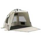 Outsunny Pop Up Beach Tent for 2-3 Person - Khaki