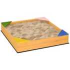 Outsunny Kids Wooden Sand Pit Sandbox with Seats, for Gardens, Playgrounds