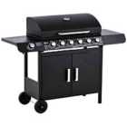 Outsunny 6+1 Burner Gas BBQ with Wheels, Cabinet