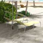 Outsunny Folding Sun Lounger Set of 2 w/ Sunshade Adjustable Backrest Beige