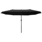 Outsunny 4.6M Garden Patio Umbrella Canopy Parasol Sun Shade witho Base Black