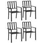 Outsunny 4 PCs Stackable Outdoor Garden Chairs with Metal Slatted Design, Black