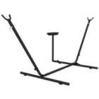 Outsunny Hammock Stand with Side Tray, Steel Frame Hammock Stand, Black