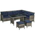 Outsunny 6 PCs Patio wicker Sofa Set Rattan Chair Furniture with Glass & Cushioned
