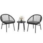 Outsunny 3 Piece Garden Furniture Set, Bistro Set with 2 Chairs & 1 Coffee Table