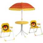 Outsunny Kids Bistro Table and Chair Set with Lion Theme, Adjustable Parasol