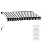 Outsunny 3.5x2.5m Electric Retractable Awning - Grey & White