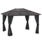 Outsunny 3 x 3.6m Aluminium Hardtop Gazebo Canopy w/ Polycarbonate Top