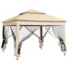 Outsunny Garden Folding Tent Heavy Duty Pop Up Gazebo for Party Cream