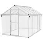 Outsunny 10x6ft Aluminium Greenhouse with Door Window Galvanised Base PC Panel