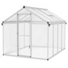 Outsunny 8x6ft Aluminium Greenhouse with Door Window Galvanised Base PC Panel