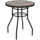 Outsunny Garden Table w/ Glass Printed Design - Tan Brown