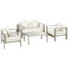 Outsunny 4pc Aluminium Furniture Set w/ Padded Cushion