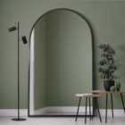 MirrorOutlet Arcus - Extra Large Black Framed Arched Full Length Leaner Wall Mirror 75" X 47" (190cm X 120cm)