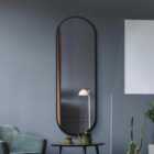 MirrorOutlet Vultus Black Metal Framed Double Arched Full Length Leaner Wall Mirror 71 X 24" (180cm X 60cm)