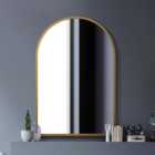 MirrorOutlet Arcus Gold Metal Framed Arched Wall Mirror 47" X 31" (120cm X 80cm)