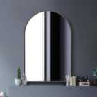 MirrorOutlet Arcus Black Metal Framed Arched Wall Mirror 47" X 31" (120cm X 80cm)