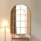 MirrorOutlet Arcus Gold Framed Arched Window Wall Mirror 47" X 31" (120 X 80cm)
