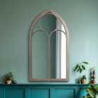MirrorOutlet Somerley - Rustic Metal Chapel Arched Decorative Wall Or Leaner Mirror Stone Colour 44" X 24" (111cm X 61cm)