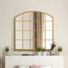 MirrorOutlet Arcus Gold Framed Arched Window Wall Mirror 39" X 39" (100 X 100cm)
