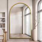 MirrorOutlet Arcus - Extra Large Gold Framed Arched Full Length Leaner Wall Mirror 75" X 47" (190cm X 120cm)