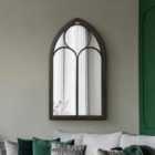 MirrorOutlet Somerley - Rustic Black Metal Chapel Arched Decorative Wall Or Leaner Mirror 44" X 24" (111cm X 61cm)