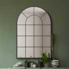 MirrorOutlet Arcus Black Framed Arched Window Wall Mirror 47" X 31" (120 X 80cm)