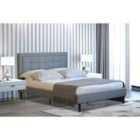 SleepOn 4Ft6 Light Grey Fabric Bedframe With Bottoned Headboard