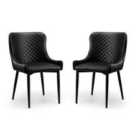 Julian Bowen Set Of 2 Luxe Faux Leather Dining Chairs Black