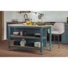 Molly and Milo London Kitchen Island (blue) Open With Breakfast Bar