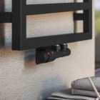 Terma Accessory Valves Terma (vario) Twins, Angled, 50mm Integrated TRVs Set Left Sided, w/ Pipe Masking, Black Soft RAL 9005