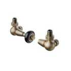Terma Accessory Valves Terma Traditional, Thermostatic, Left Or Right Sided, 3-axis (corner) TRV & Lockshield Set, Antique Brass