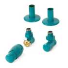 Terma Accessory Valves Terma (vario) Royal Angled, Thermostatic TRV Set (left Or Right Sided) w/ Pipe Masking Set, RAL 5018 (Matt) Teal