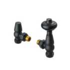 Terma Accessory Valves Terma Traditional, Thermostatic, Left Or Right Sided, Angled TRV & Locksh Set, Matt Textured Black