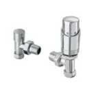 Terma Accessory Valves Terma Cylindrical, Thermostatic, Left Or Right Sided, Angled, TRV & Locksh Set, Chrome