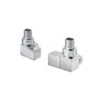 Terma Accessory Valves Terma Square, Manual, Left Or Right Sided, 3-axis (corner) Valve & Lockshield Set, Chrome