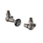 Terma Accessory Valves Terma Traditional, Thermostatic, Left Or Right Sided, 3-axis (corner) TRV & Lockshield Set, Pewter