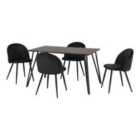 Seconique Marlow Dining Set - Black Marble/Black Velvet