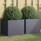 vidaXL Planters 2 Pcs Anthracite 42X40X39cm Cold-rolled Steel