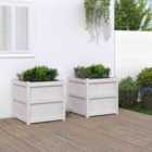 vidaXL Garden Planters 2pc White Solid Pine