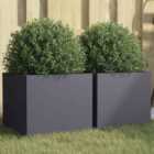 vidaXL Planters 2 Pcs Anthracite 32X30X29cm Cold-rolled Steel