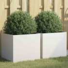 vidaXL Planters 2 Pcs White 42X40X39cm Cold-rolled Steel