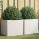 vidaXL Planters 2 Pcs White 49X47X46cm Cold-rolled Steel